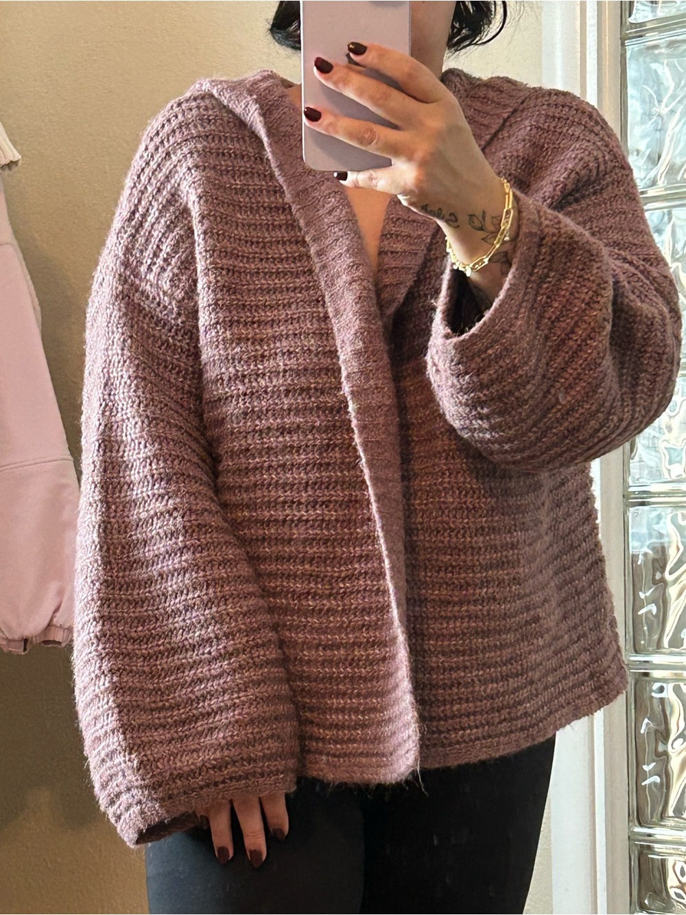 wild fable Open-Front Chunky Knit Cardigan - Mauve